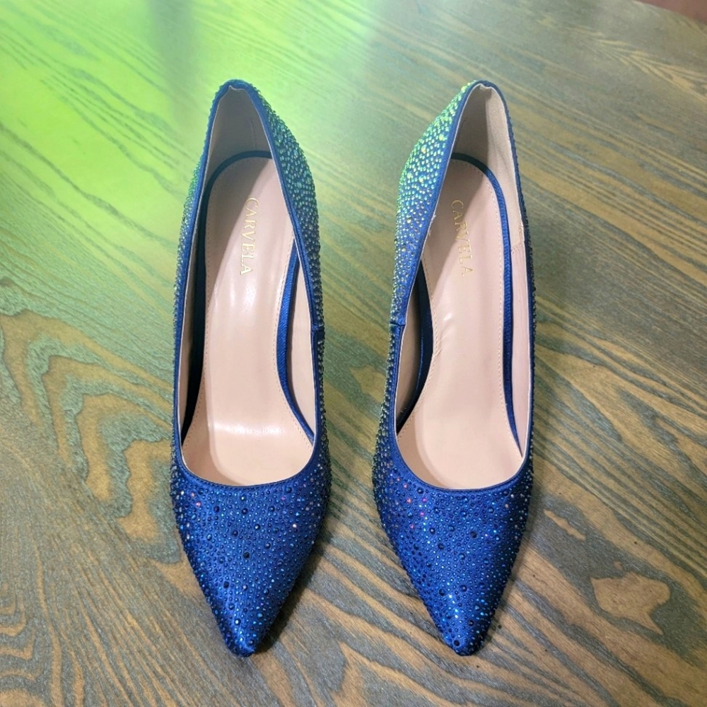 Carvela Women's Royal Blue Crystal Pointed-Toe Pumps